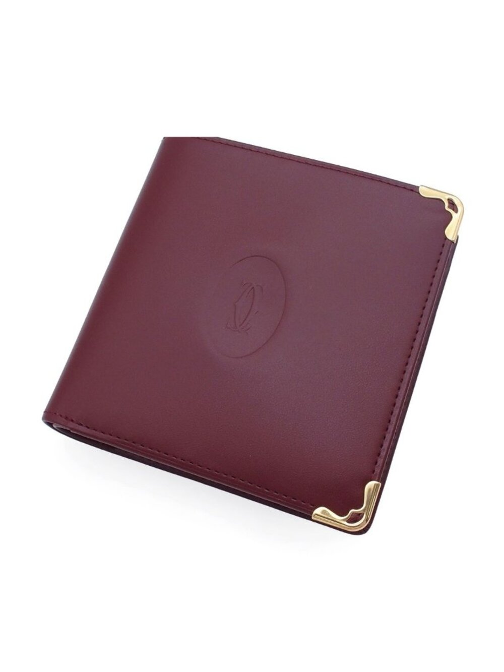 Cartier Must Bordeaux Leather Wallet with Coin Purse Bifold